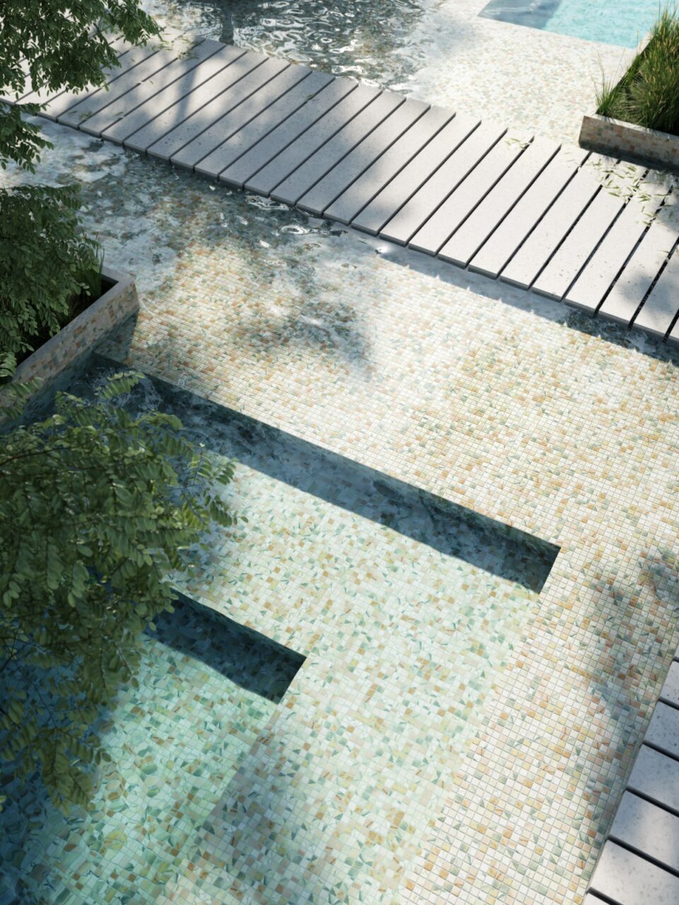 Pool Tiles Newcastle, Ezarri Mosaic Aquarelle Effect